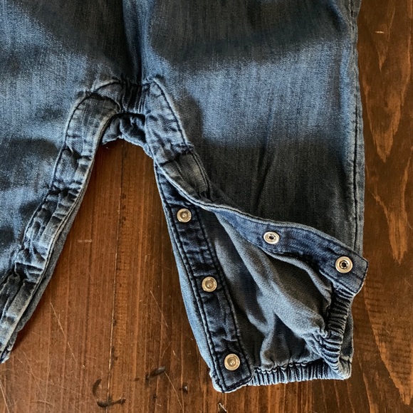 Dark Blue Chambray Ruffle Romper - Picture 5 of 8